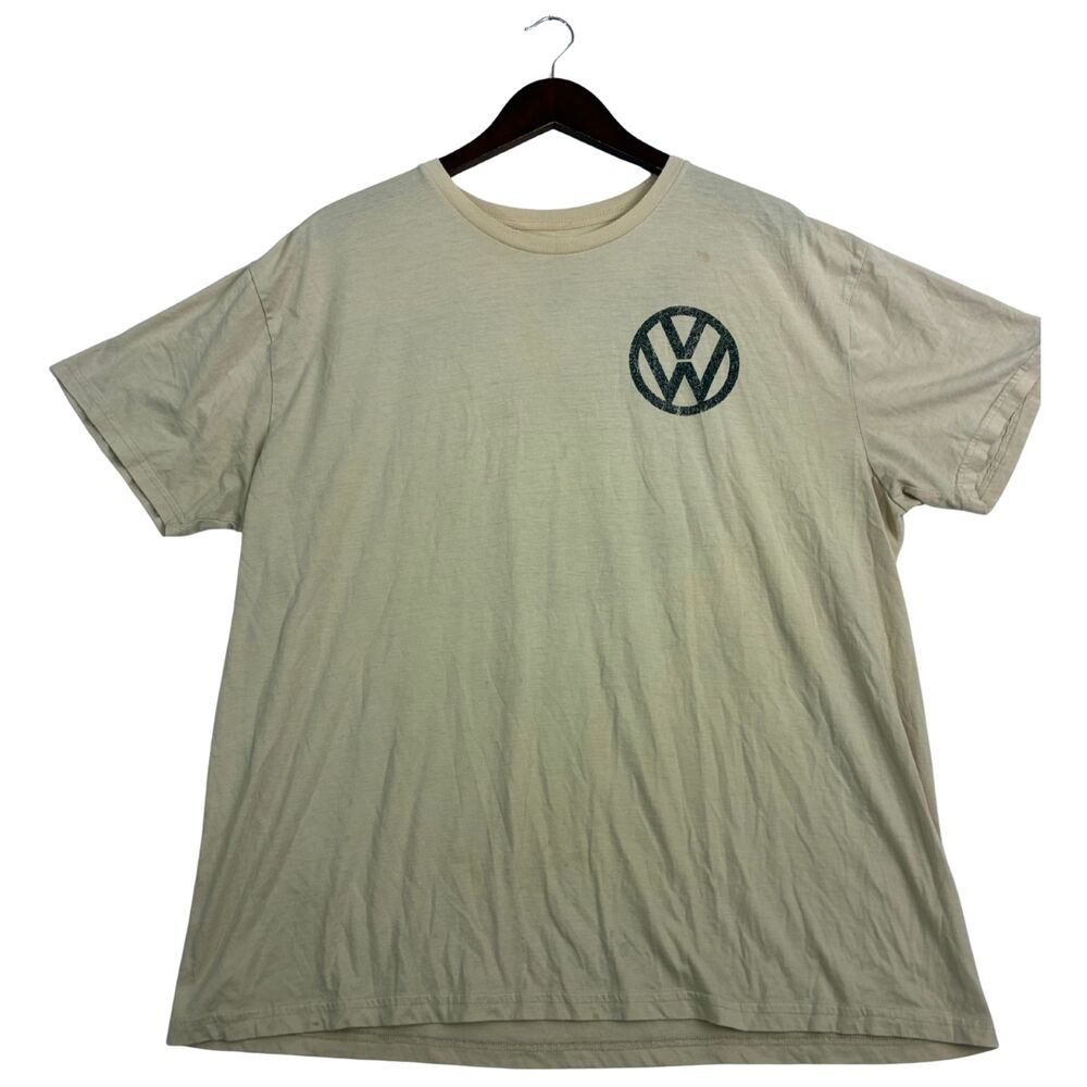 Volkswagen VW Take The Bus T Shirt Mens XL Beige Green Bus Graphic Cotton Tee